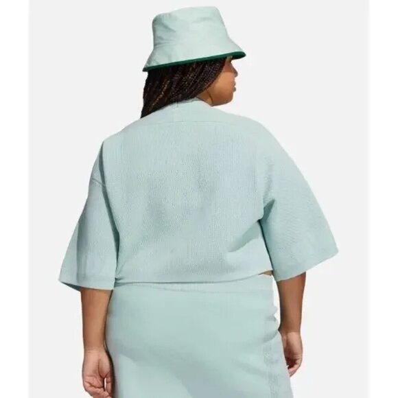 Adidas x Ivy Park Mint Green Top XL NWT Knit Crop Jersey Shirt $85 - Picture 2 of 10